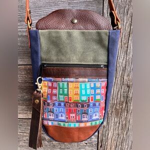 Ragmaw Row Houses Crossbody Bag- made in Canada